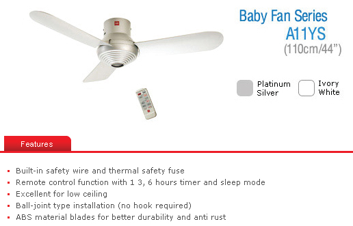 Low ceiling fan or baby fan comparison - KLSE malaysia